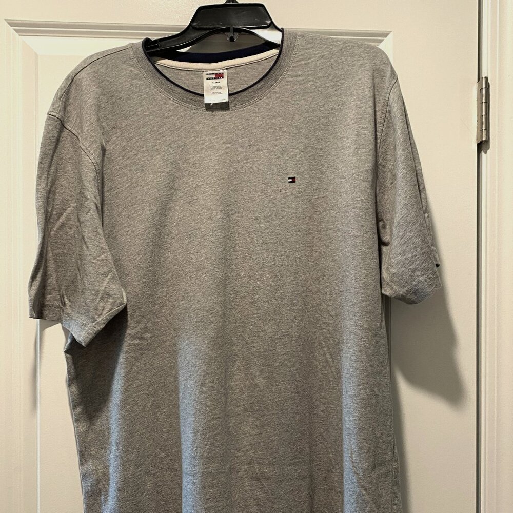 TOMMY HILFIGER FLAG SHORT SLEEVE SHIRT MENS XL GREY‎